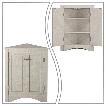 Modern Stylish Triangle Corner Storage Cabinet with Two Adjustable Internal Shelves