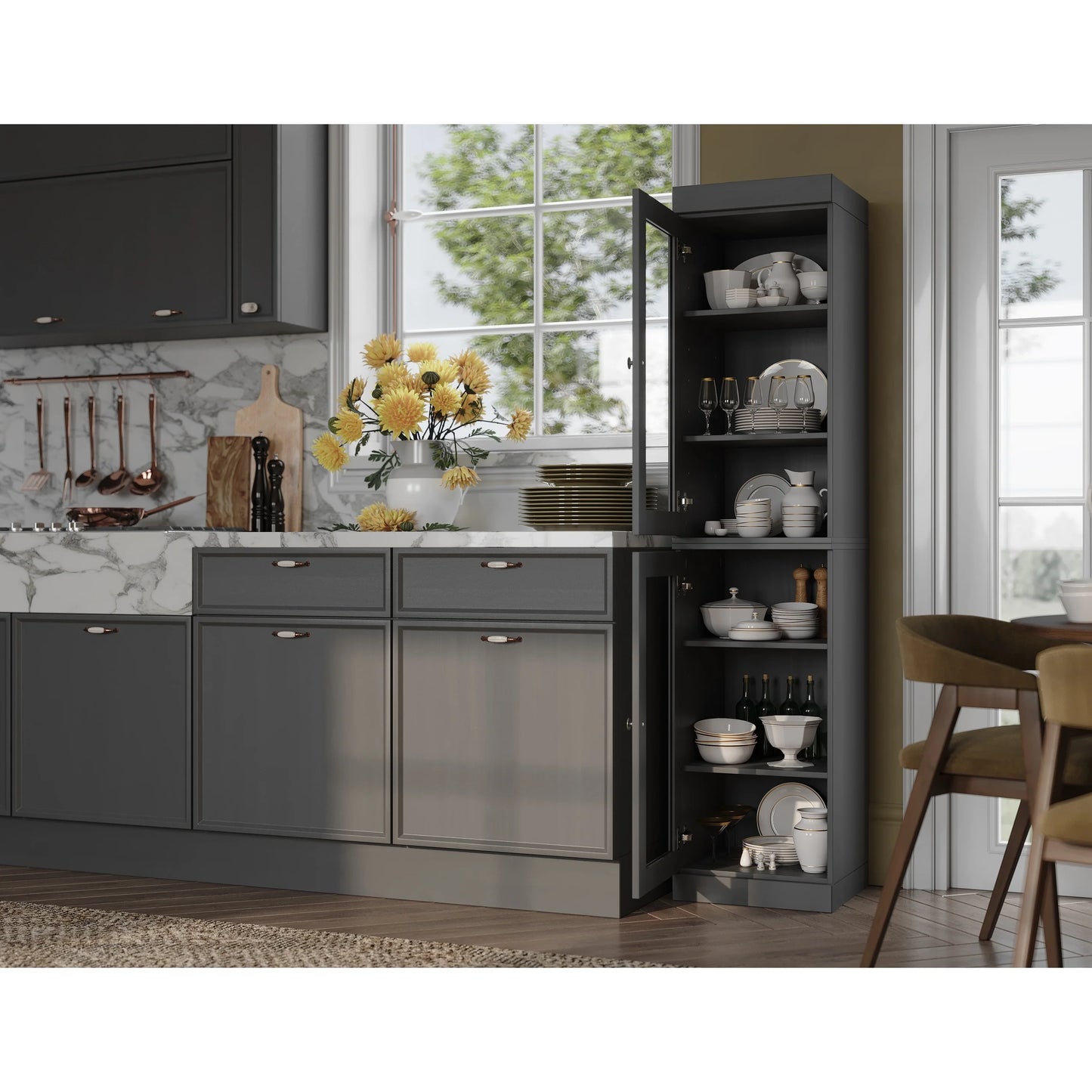 100% Solid Wood 16.5" Kitchen Pantry Cabinet with Doors by Palace Imports