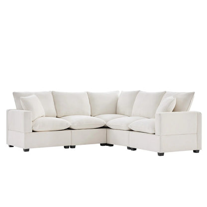 Nestfair Modern L Shape Modular Sofa 5 Seat Chenille Sectional Couch Set with 2 Pillows Included