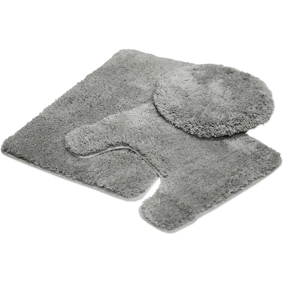 Queen Mary 3 Piece Bathroom Rug Set, Luxury Soft Plush Bath Mat, Contour Rug, Lid Cover, Non-Slip