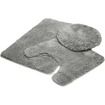 Queen Mary 3 Piece Bathroom Rug Set, Luxury Soft Plush Bath Mat, Contour Rug, Lid Cover, Non-Slip