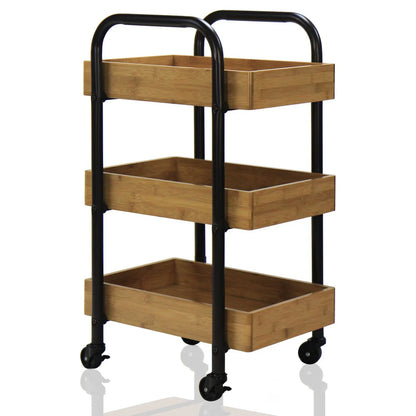 Oceanstar Portable Storage Cart with 3 Easy Removable Bamboo Trays