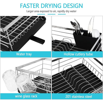 Counter Dish Drying Rack with Utensil Holder