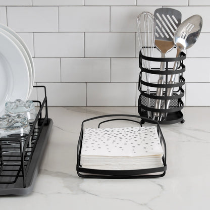 Kitchen Details Industrial Collection Napkin Holder in Matte Black - 7.5"x 7.2"x 3"
