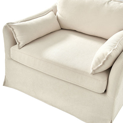 Miles Slipcovered Armchair with Large Ottoman