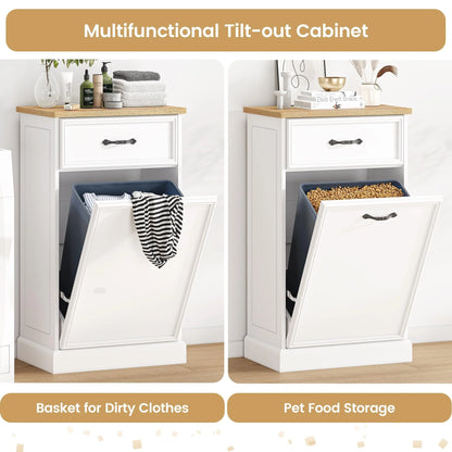 Kitchen Tilt Out Trash Can Cabinet with Drawer