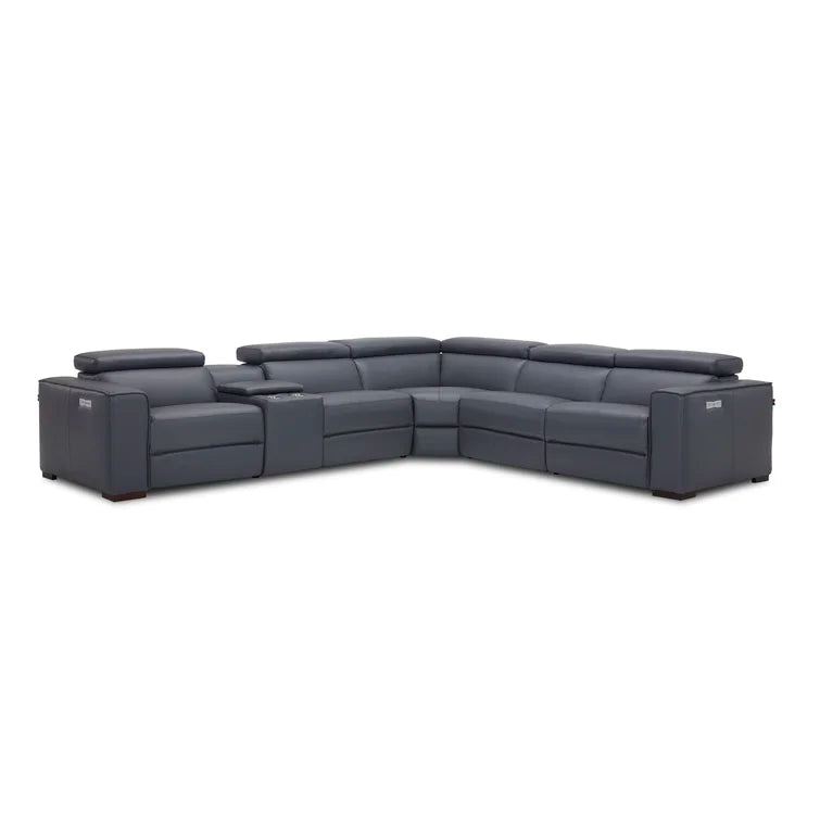 Graddy 6 - Piece Leather Power Reclining Sectional