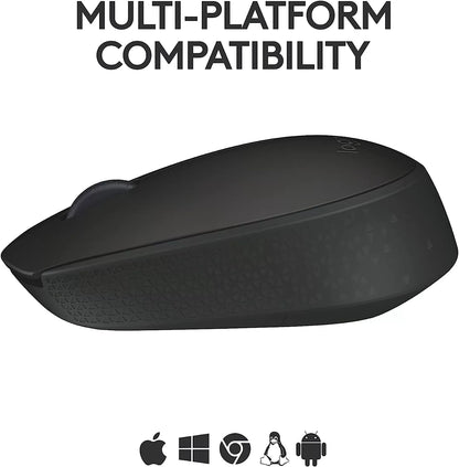 Logitech M170 Wireless Mouse for PC, Mac, Laptop, 2.4 GHz with USB Mini Receiver, Optical Tracking, 12-Months Battery Life, Ambidextrous - Blue Grey