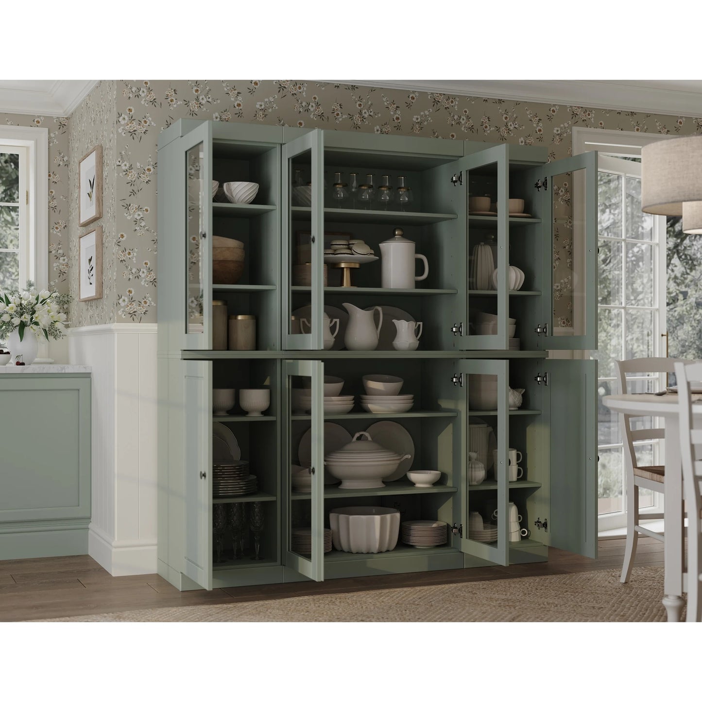 100% Solid Wood 65" Kitchen China Pantry Buffet by Palace Imports - 65" x 71.5"
