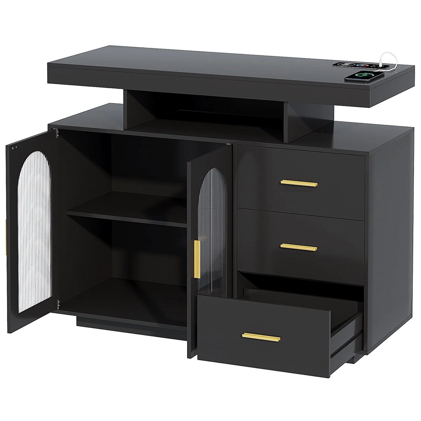 39''Wide Sideboard With LED Light - N/A