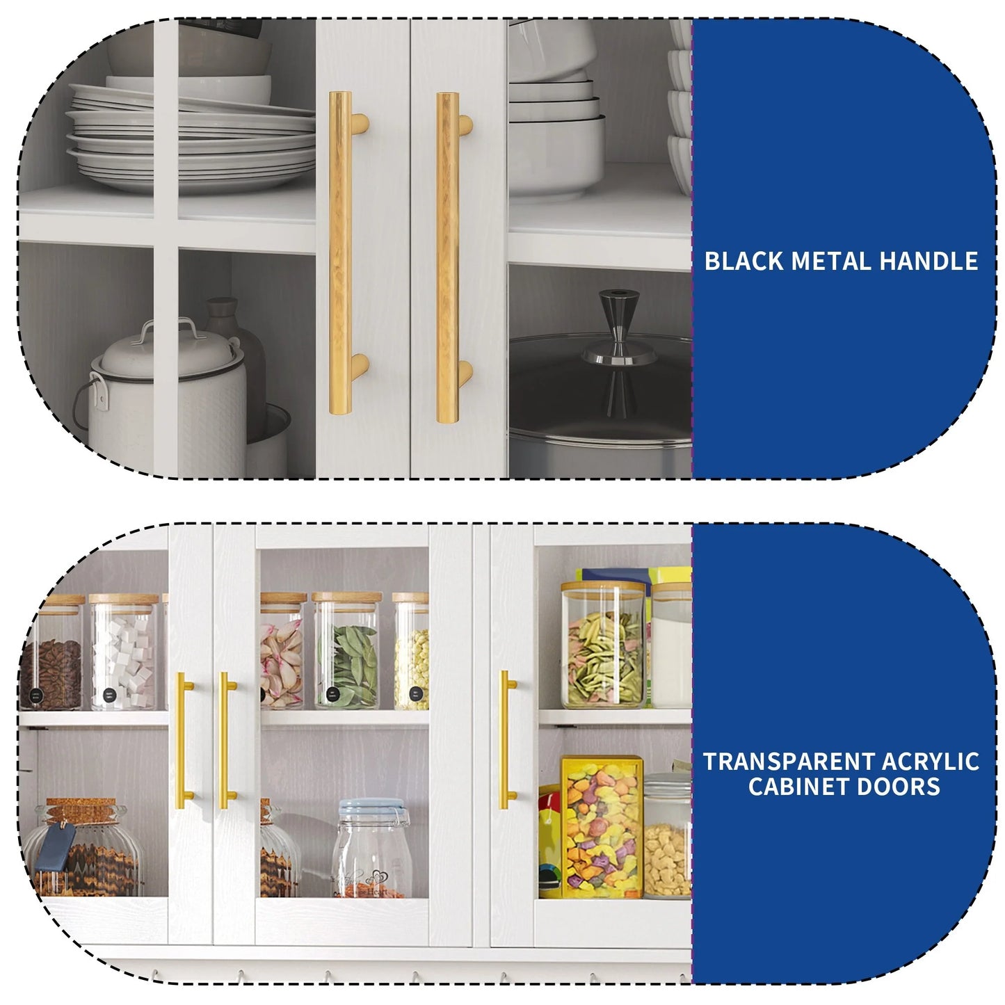 Moasis 71'' Kitchen Pantry Storage Cabinet Microwave Stand Hutch Cabinet with Power Outlet
