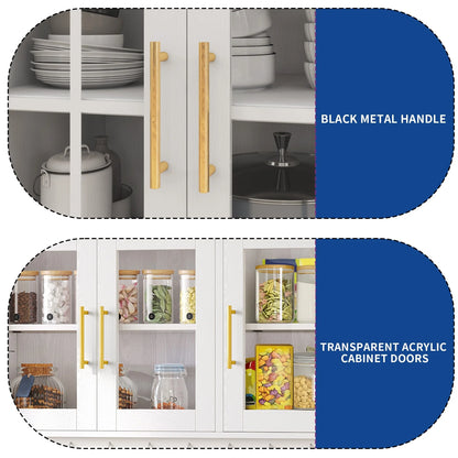 Moasis 71'' Kitchen Pantry Storage Cabinet Microwave Stand Hutch Cabinet with Power Outlet