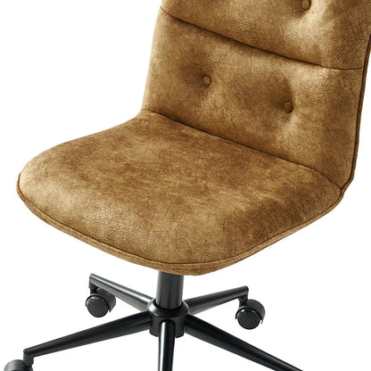 Leonhard Upholstered Swivel Task Chair: Plush Velvet Feel with Linen-Inspired Fabric, Adjustable Height, and Wheels