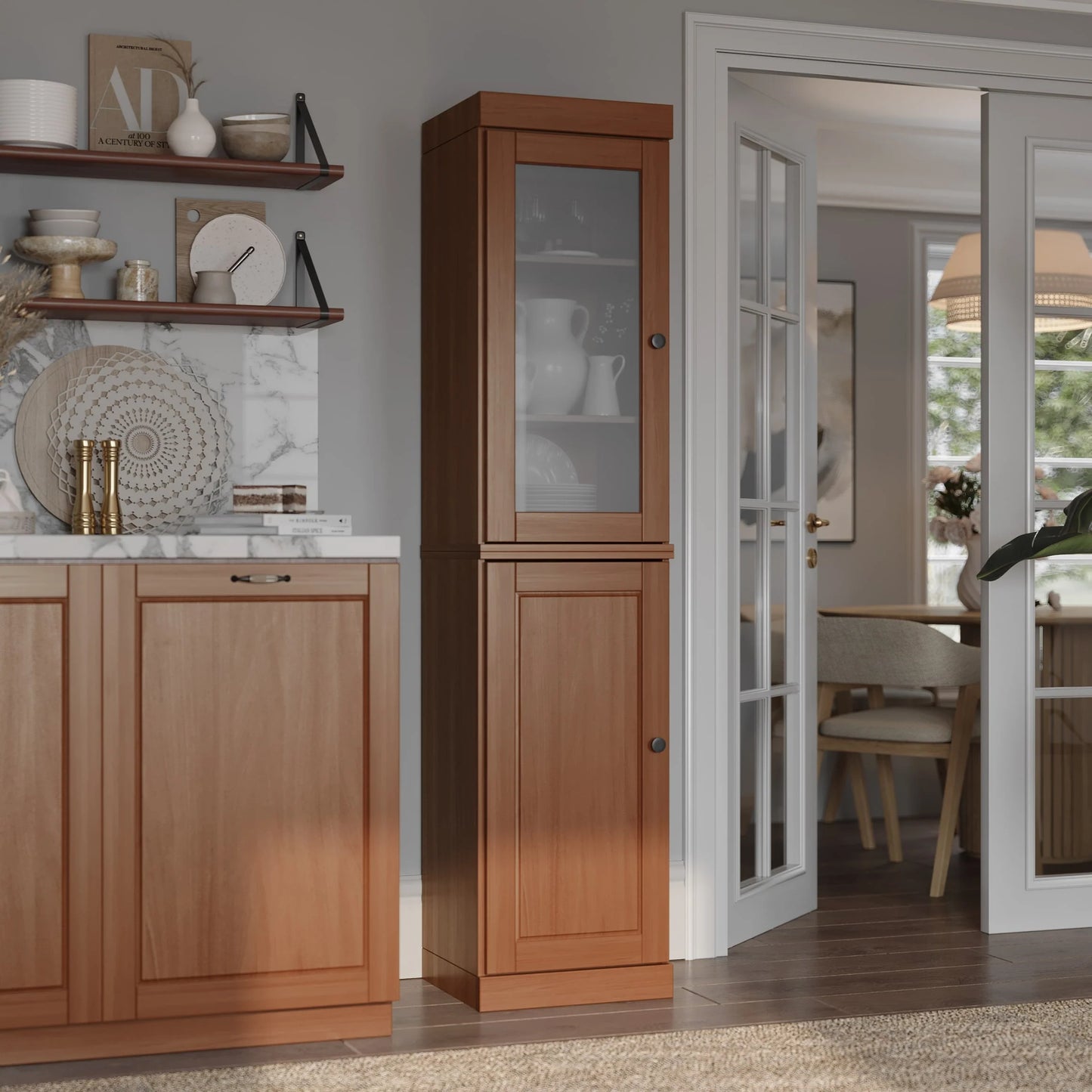 100% Solid Wood 16.5" Kitchen Pantry Cabinet with Doors by Palace Imports