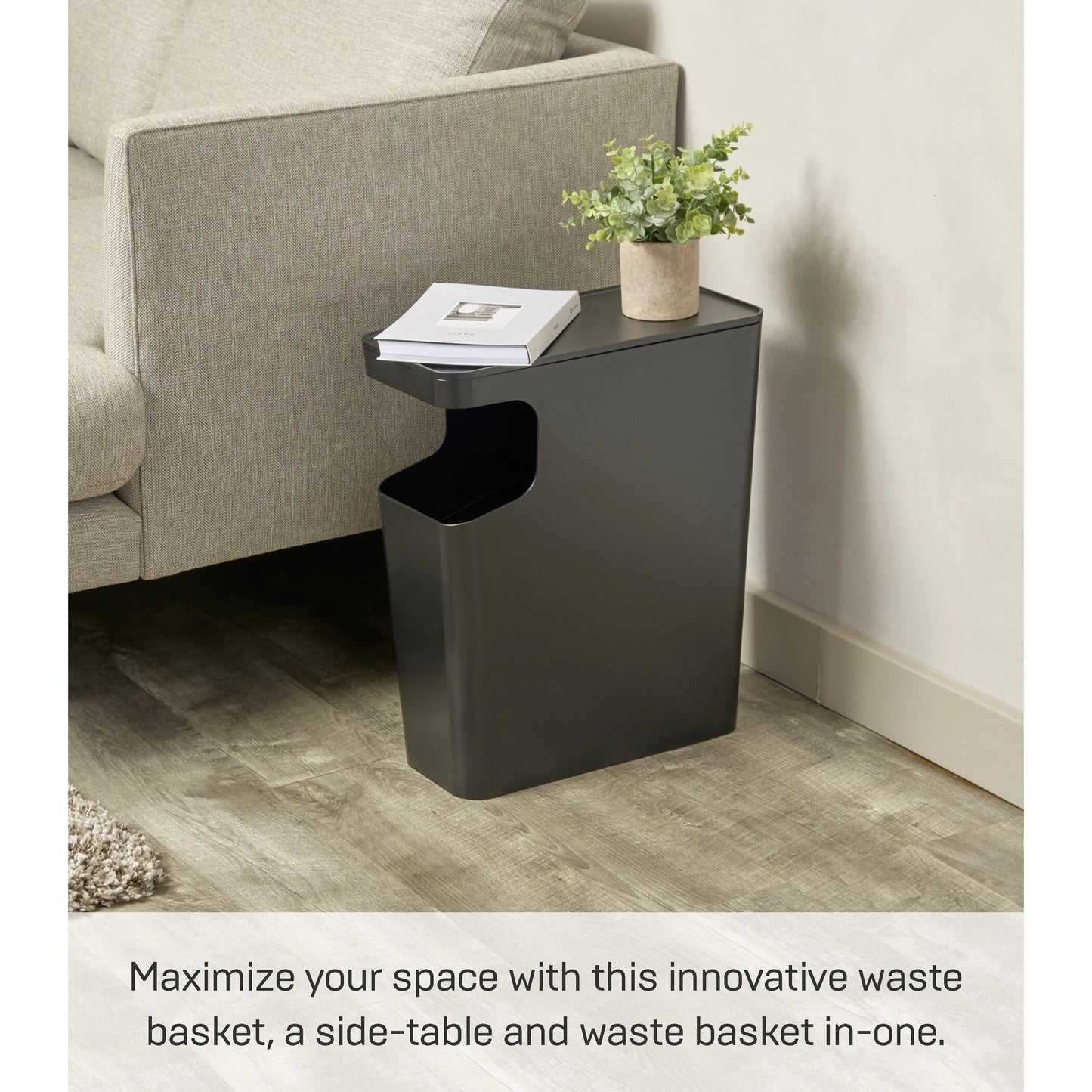 Yamazaki Home Side Table Trash Can, ABS Plastic, 4 gallons, 15 liters