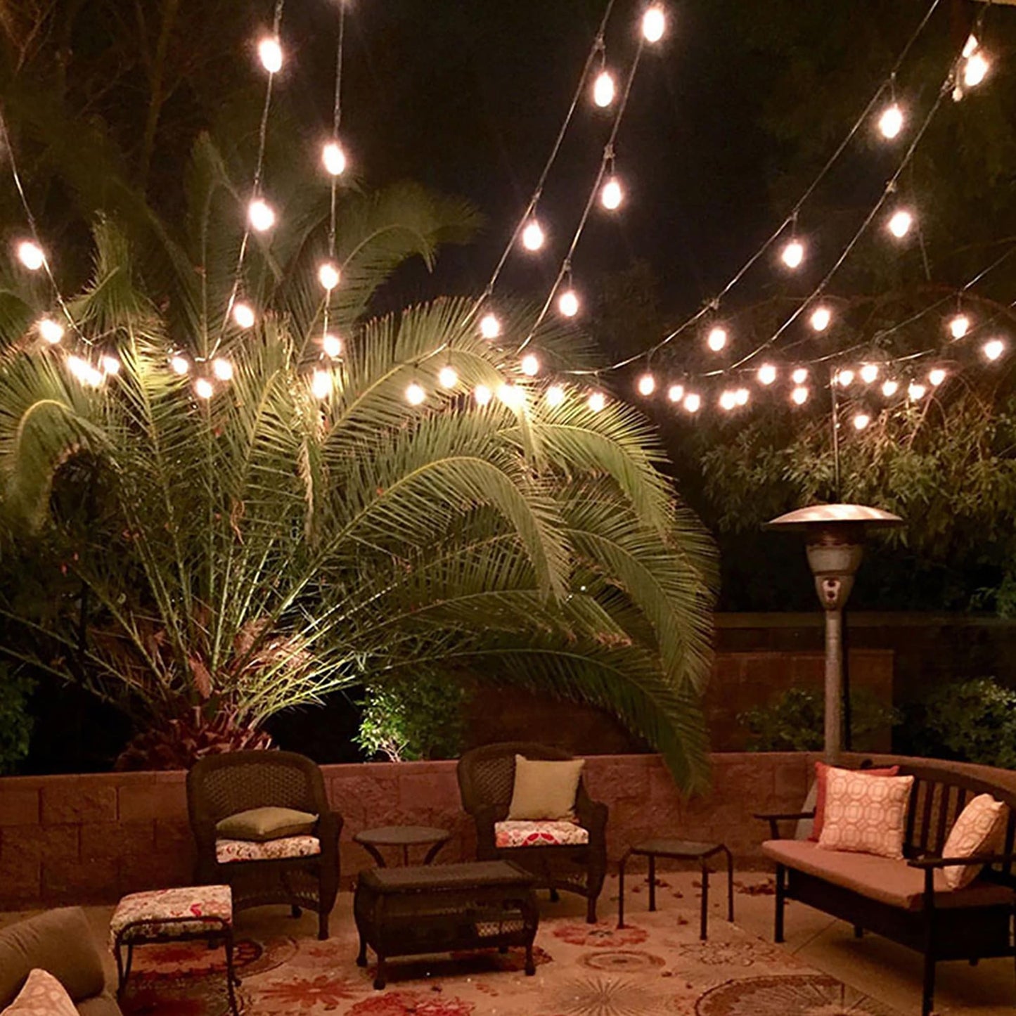 48FT Outdoor String Lights Commercial Grade Waterproof Lights