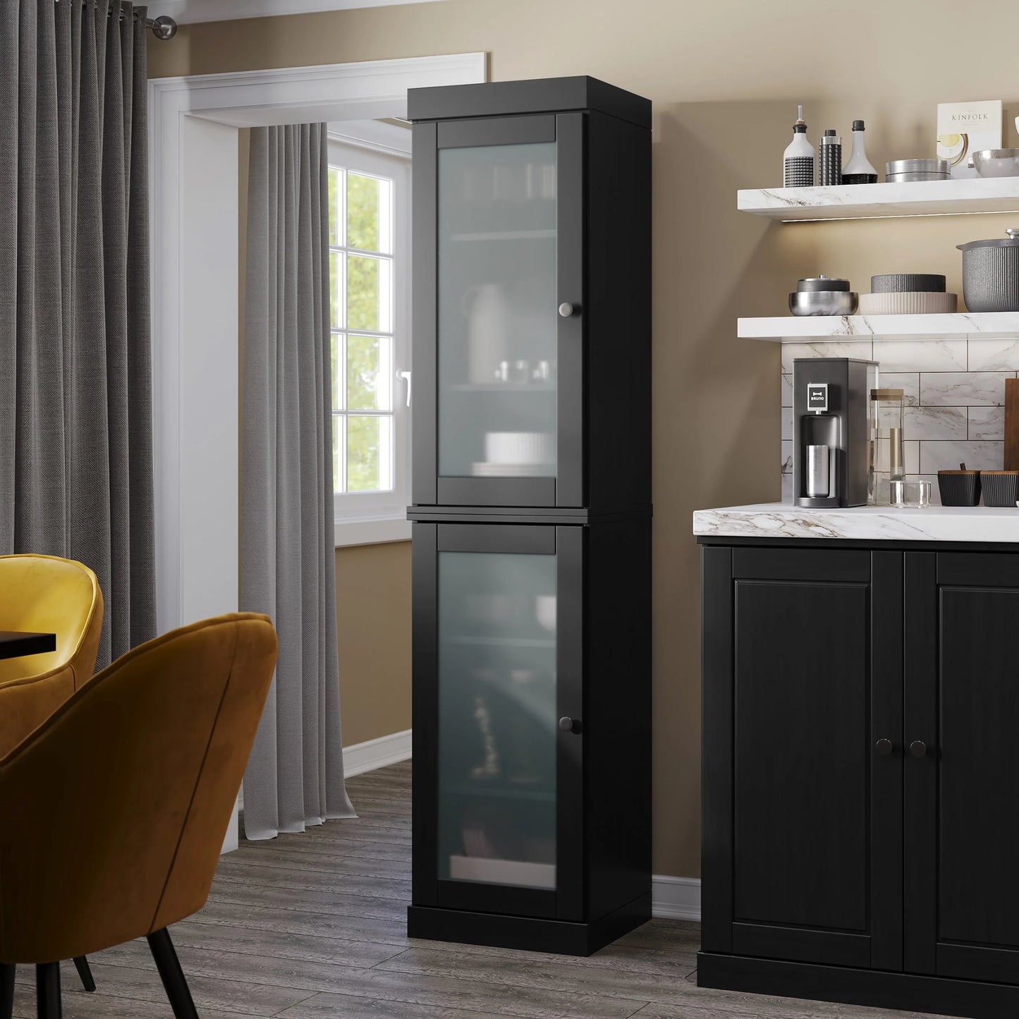 100% Solid Wood 16.5" Kitchen Pantry Cabinet with Doors by Palace Imports