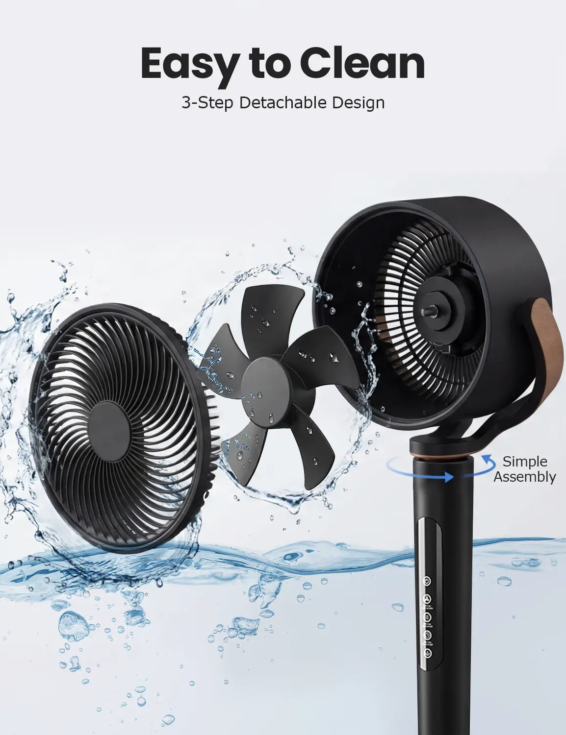 TEHANLD Fan for Bedroom, 120° Oscillating Standing Fans, Quiet Floor Fan with DC Motor, 100ft Pedestal Fans for Room, 16 Speeds, 4 modes, 20dB, 37-45" Adjustable Height, 12H Timer，With ambient lighting