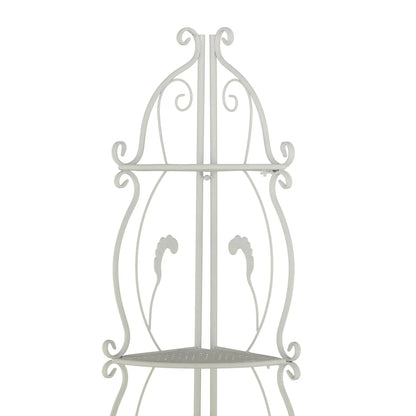 Metal Scroll Indoor Outdoor Tall Folding 5 Shelves Bakers Rack - Gold or White - Roche River Decor