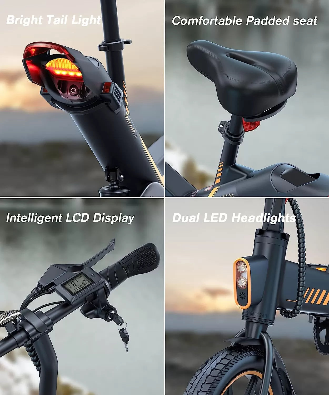 Sailnovo Electric Bike, Electric Bicycle with 18.5mph Electric Bikes for Adults Teens E Bike with Pedals, 14" Waterproof Folding Mini Bikes with Dual Disc Brakes