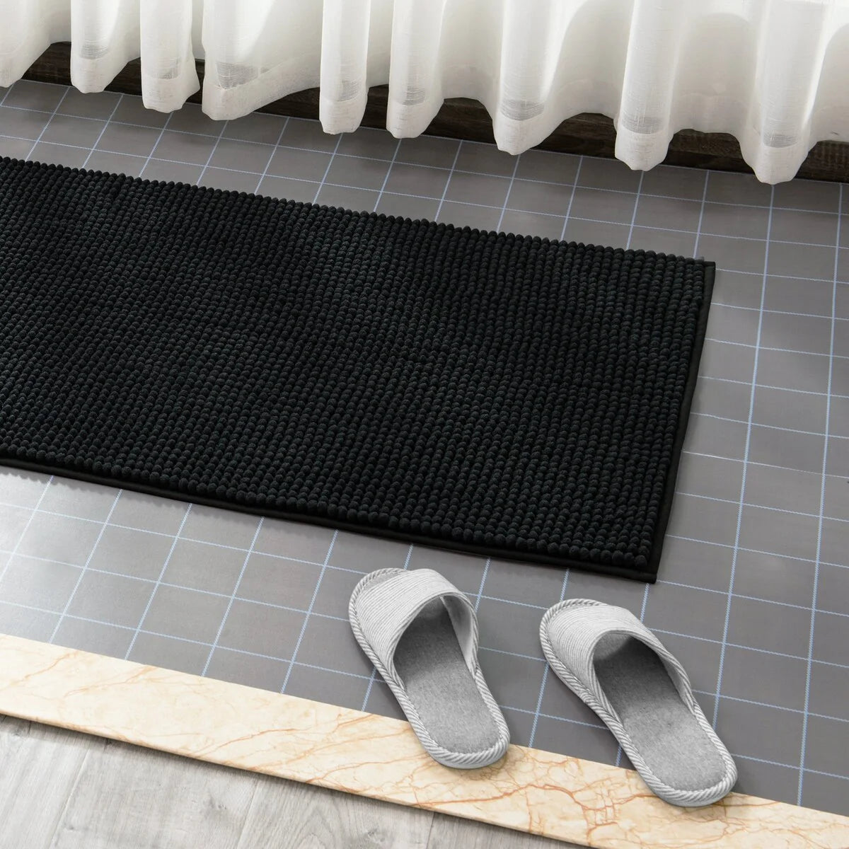 Subrtex Luxury Chenille Bath Rugs Soft Bathroom Mats