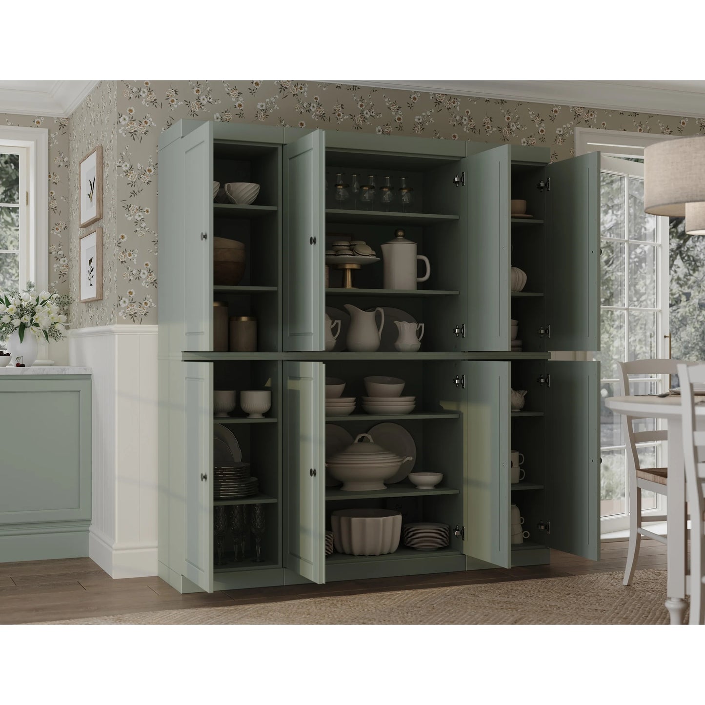 100% Solid Wood 65" Kitchen China Pantry Buffet by Palace Imports - 65" x 71.5"