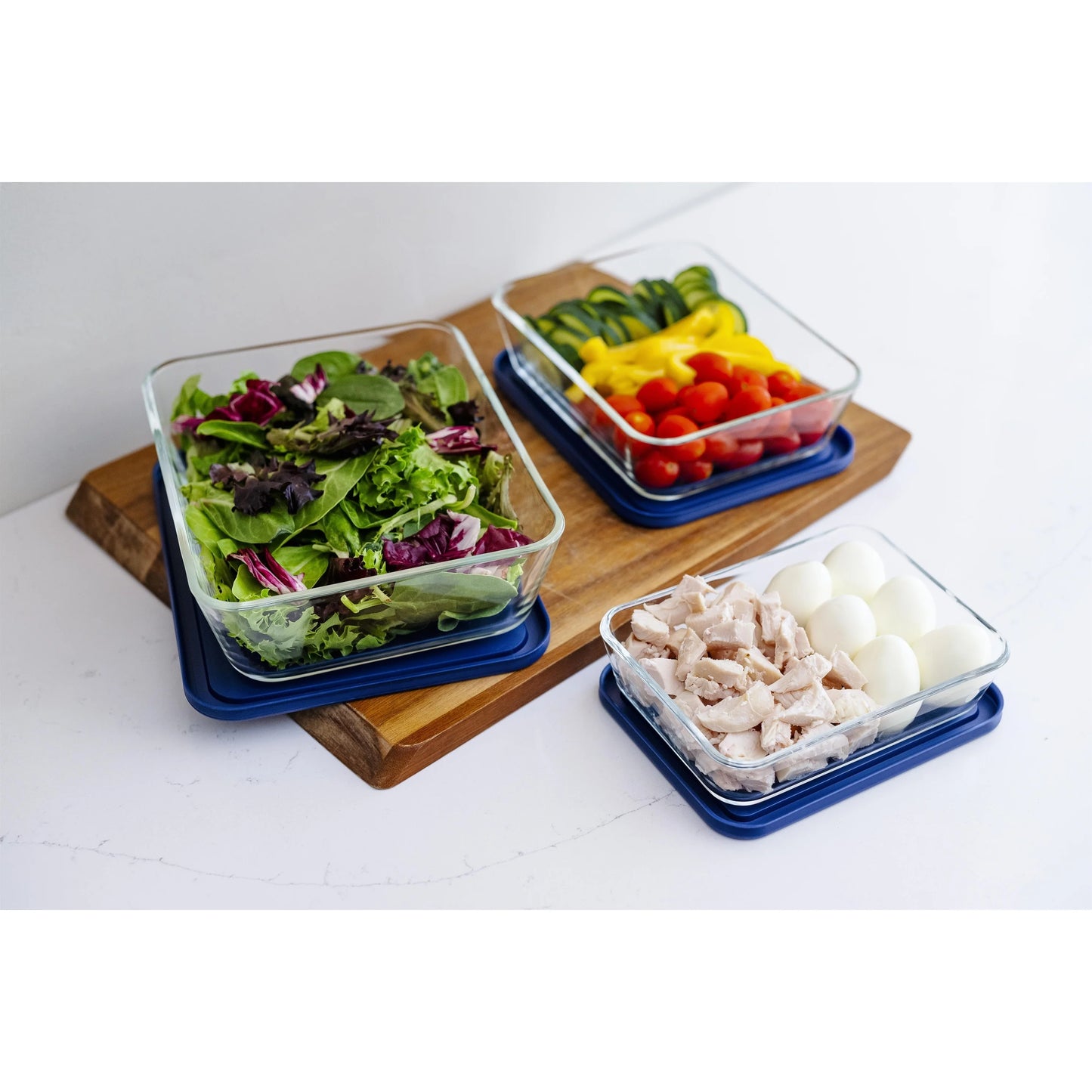 Glass Food Storage Set with Airtight Lids - Nesting, Space-Saving, BPA-Free, Microwave, Oven & Dishwasher Safe