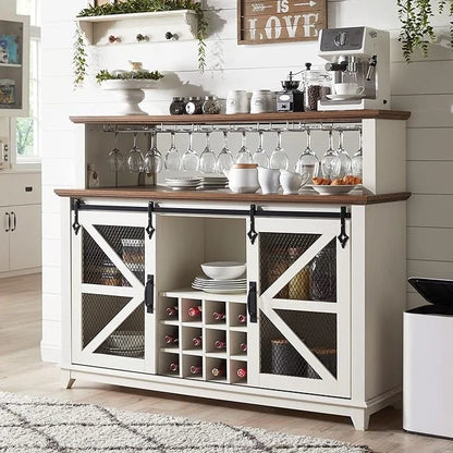 Farmhouse Coffee Bar Cabinet, Wine Bar Cabinet, Kitchen Buffet Cabinet