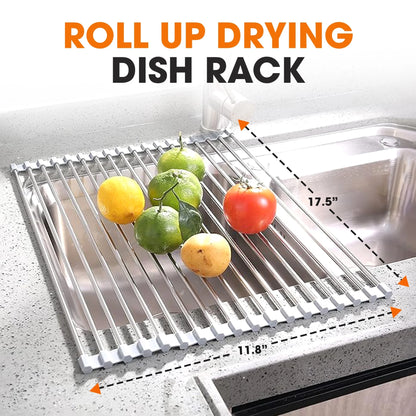 Cheer Collection Multipurpose Over The Sink Stainless Steel Drying Rack
