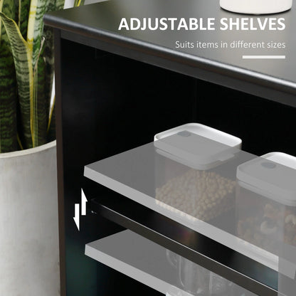 HOMCOM Modern Kitchen Sideboard, Stackable Storage Cabinet, Sliding Glass Door Console, Cupboard Serving Buffet for Kitchen