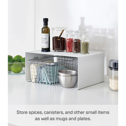 Yamazaki Home Stackable Countertop Shelf - Two Sizes, Steel, Large, Stack up to two, Holds 11 lbs