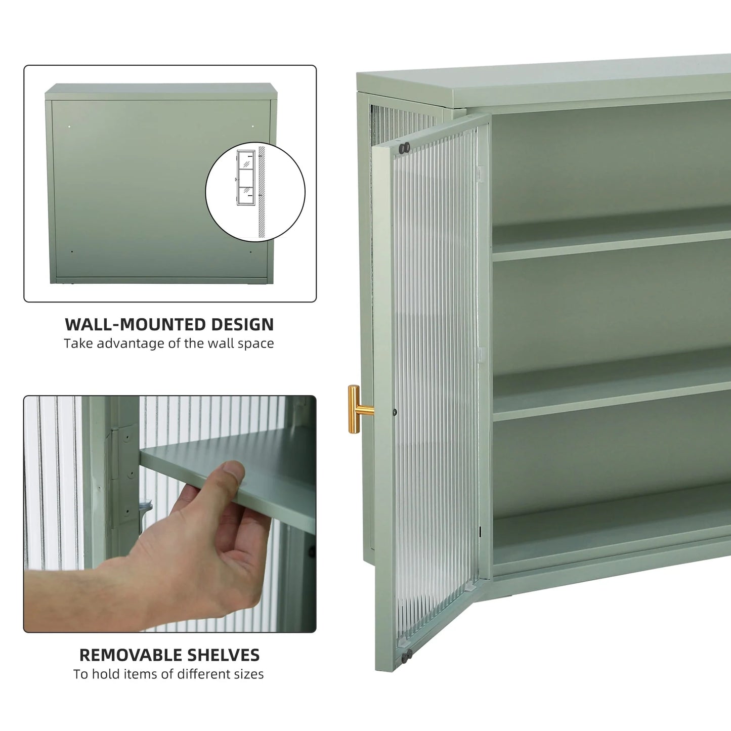 Retro Style Glass Door Wall Cabinet