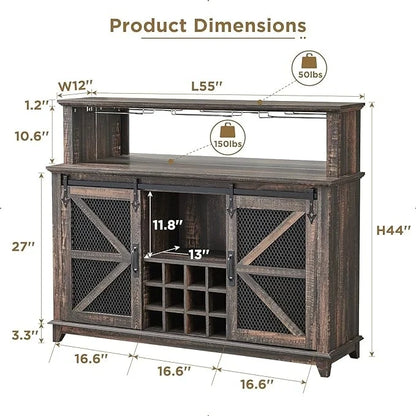 Farmhouse Coffee Bar Cabinet, Wine Bar Cabinet, Kitchen Buffet Cabinet