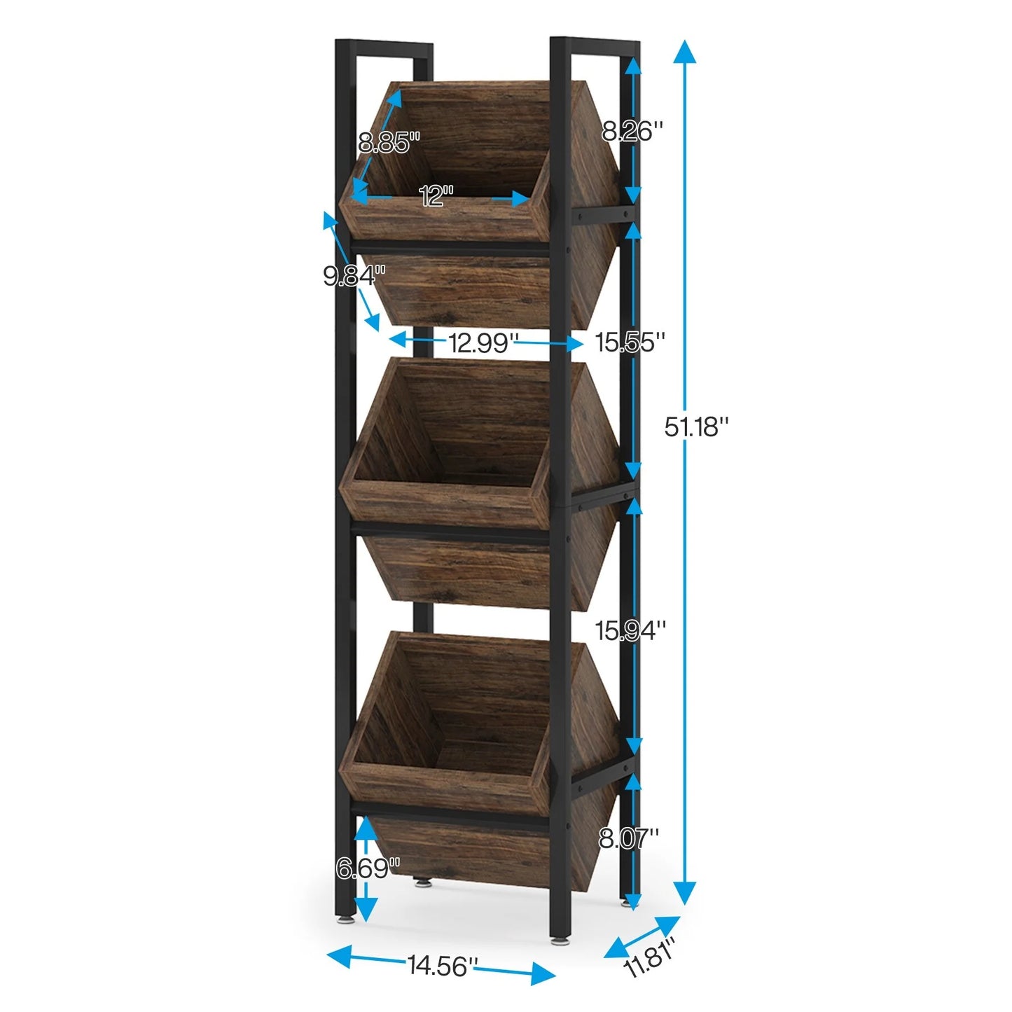 Vertical Standing Basket Storage Tower for Kitchen Bathroom Living Room