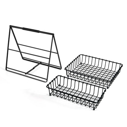 Gourmet Basics by Mikasa Flax 2-Tier Basket, Black/Wire