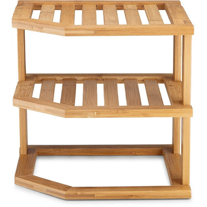 Bambusi Corner Kitchen Storage Shelf for Organizing Plates and Bowls