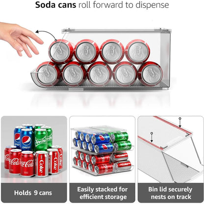 Fridge Bins Soda Can Organizer with Lid - 4PK