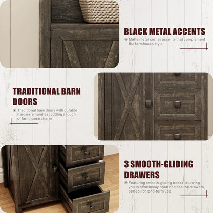 23.62"Accent Cabinet with drawers and storage - N/A