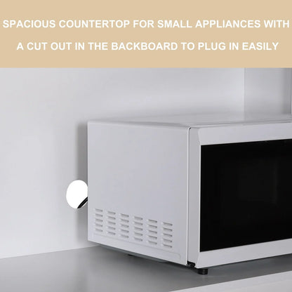 VEIKOUS Pantry Kitchen Cabinet Storage with Microwave Stand and 3 Adjustable Shelves