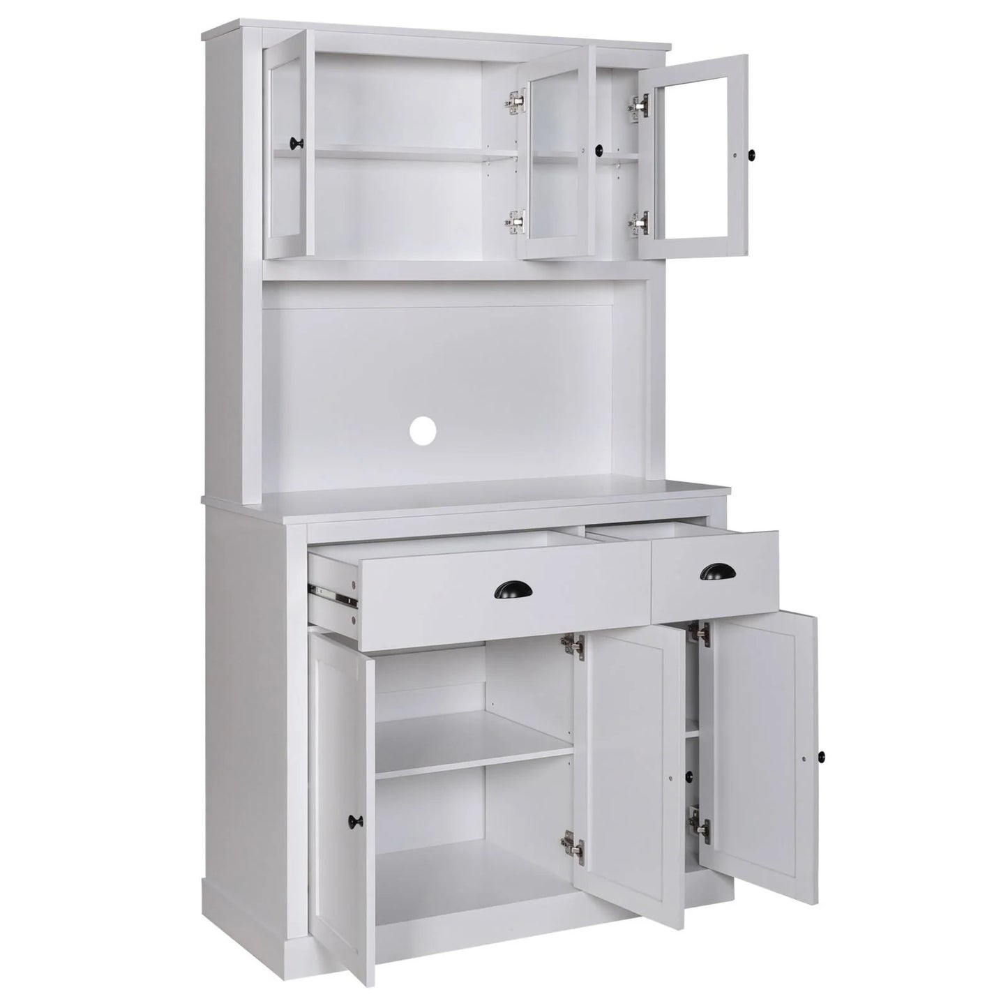 VEIKOUS Pantry Kitchen Cabinet Storage with Microwave Stand and 3 Adjustable Shelves