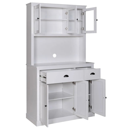 VEIKOUS Pantry Kitchen Cabinet Storage with Microwave Stand and 3 Adjustable Shelves