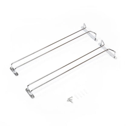 Wallniture Brix Stemware Wine Glass Rack Under Cabinet Storage Metal Glass Hanger (Set of 2)