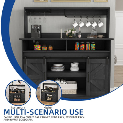 Moasis Farmhouse Coffee Bar Cabinet - 15.1"D x 47.2"W x 51.5"H