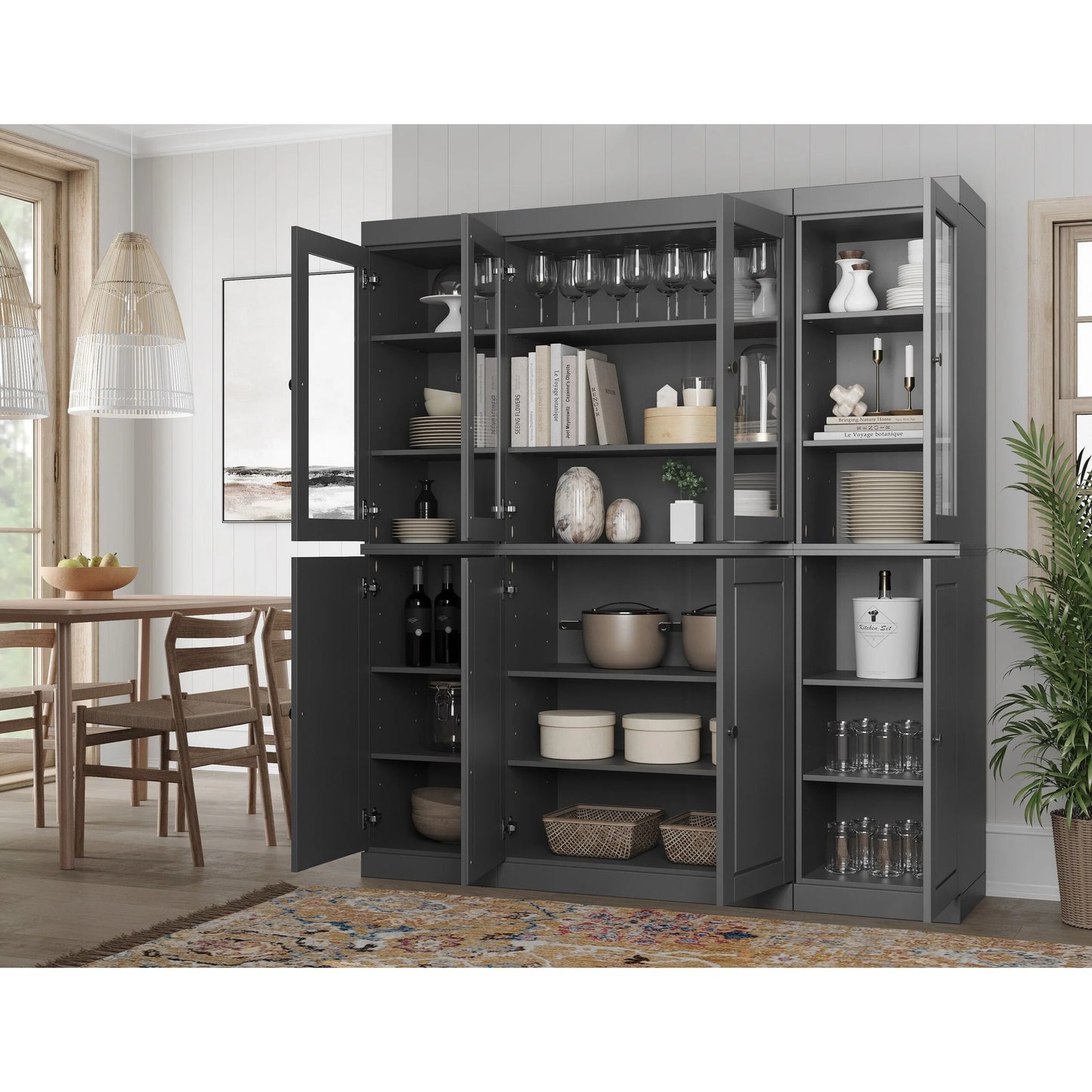 100% Solid Wood 65" Kitchen China Pantry Buffet by Palace Imports - 65" x 71.5"