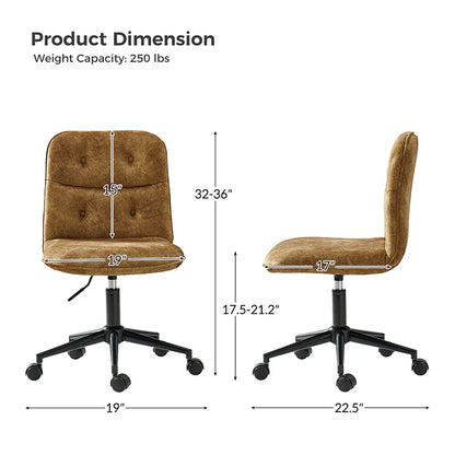 Leonhard Upholstered Swivel Task Chair: Plush Velvet Feel with Linen-Inspired Fabric, Adjustable Height, and Wheels