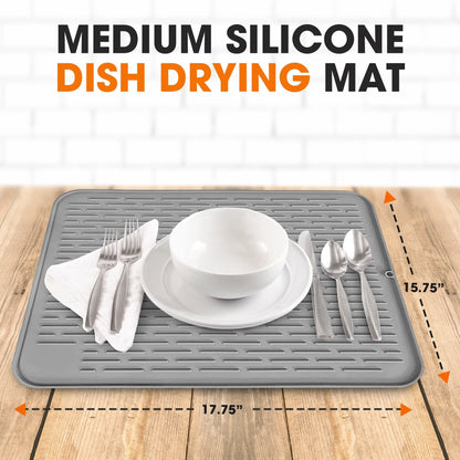 Cheer Collection Silicone Large Dish Drying Mat for Kitchen Counter
