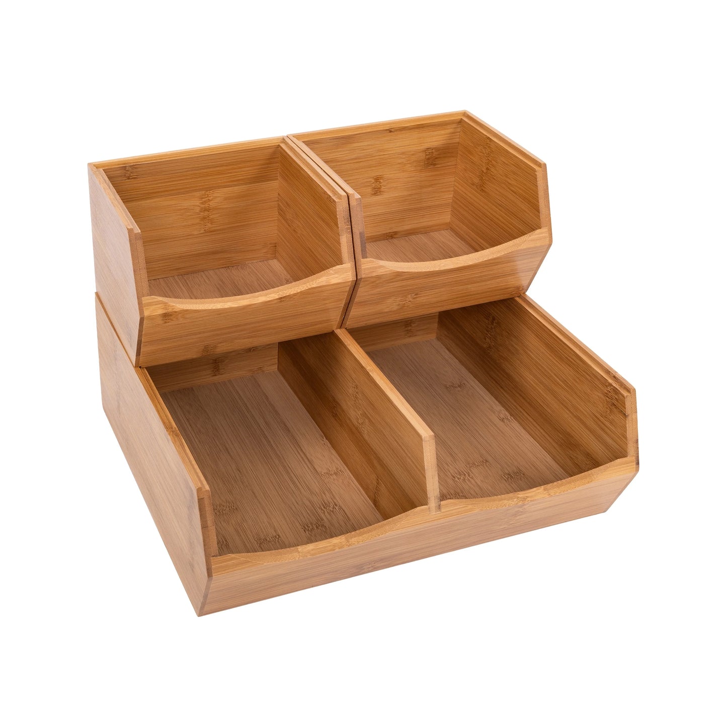 Seville Classics 3-Piece Stackable Bamboo Bin Organizer Set