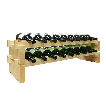 18 Bottle, 2 x 9 Bottle Modular Wine Rack, Natural