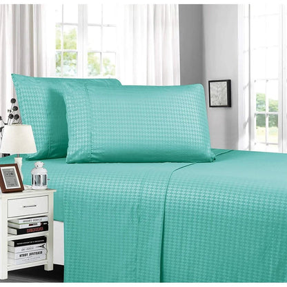 Elegant Comfort Diamond Embossed 4-Piece Bed Sheet & Pillowcase Set