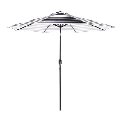 Black Awning Stripe Crank & Tilt Round Patio Umbrella, 9'